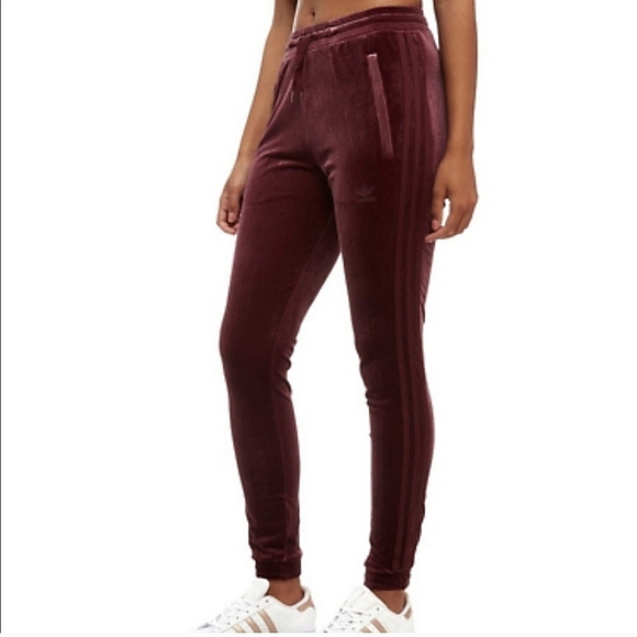 VGUC Adidas Velvet Vibes SST Track Pant Purple Plum Burgundy Women Small - Picture 1 of 16